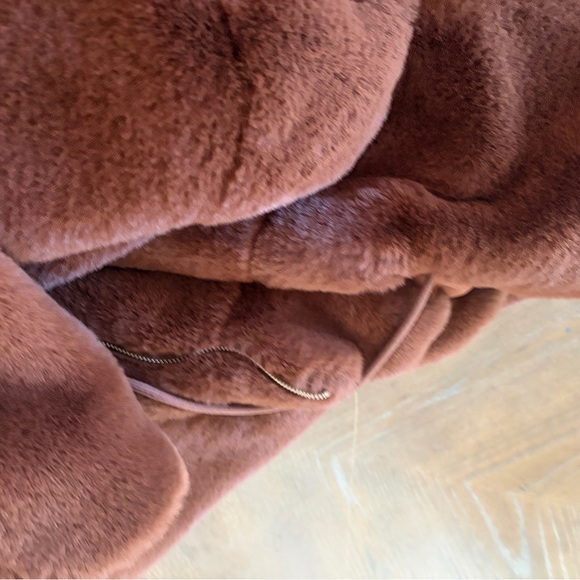 Rachel Zoe Plush Faux Fur Hooded Coat - Rust - Picture 4 of 4